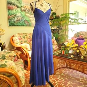 Vintage Undercover Wear royal blue sheer nightgown with slit